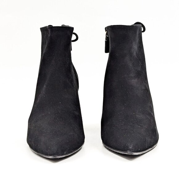 Stuart Weitzman Women Grandiose Black Suede Ankle Dress Office Back Lace Boots 7 - Picture 2 of 11